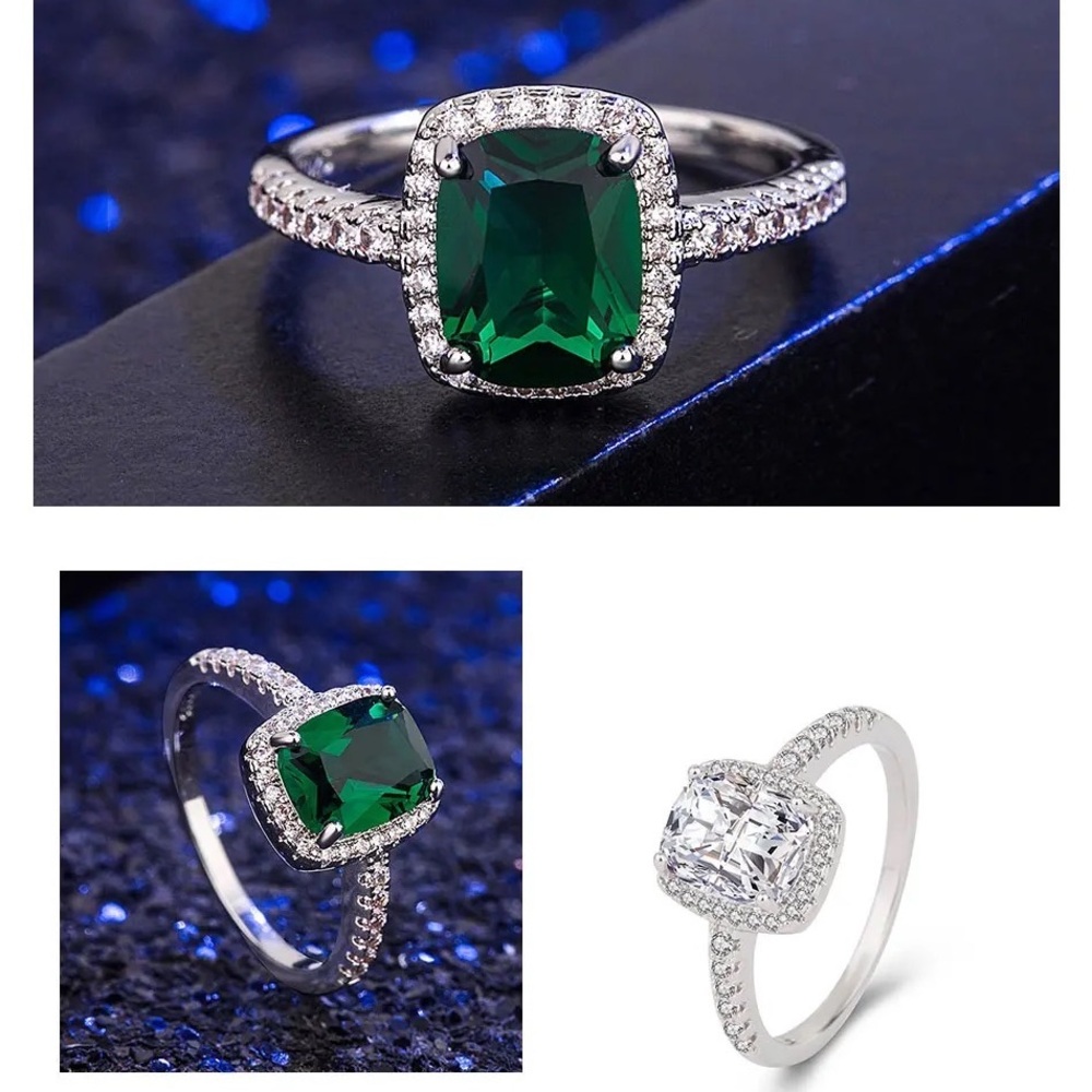 1pcs 3Ct Halo 925 Cushion or Round Cut Engagement Solitaire Ring